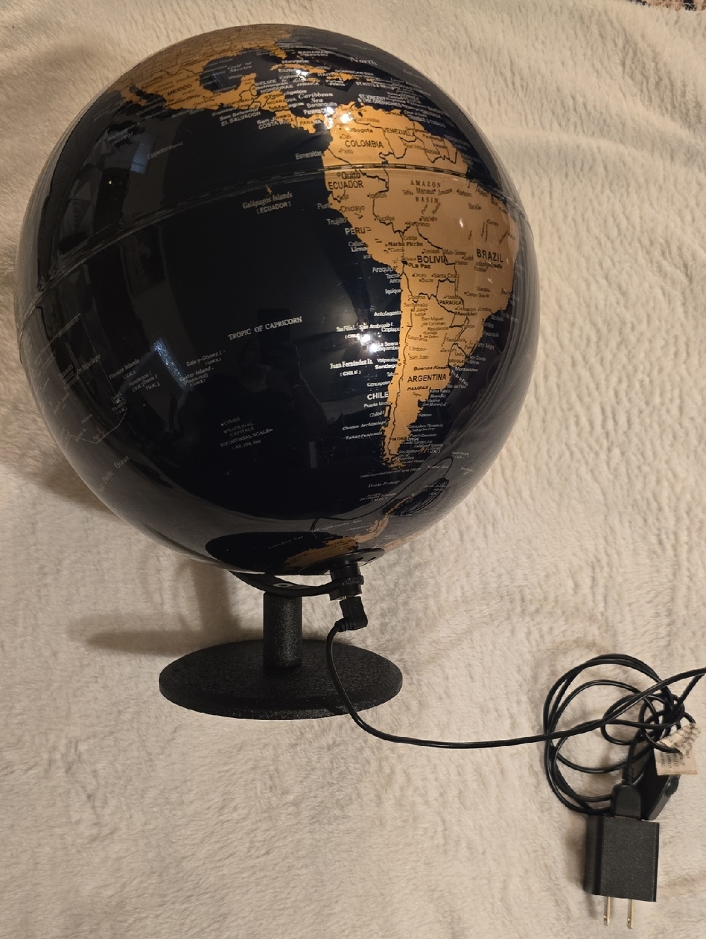 Decorative Black and Gold Illuminated Globe - Home Accents